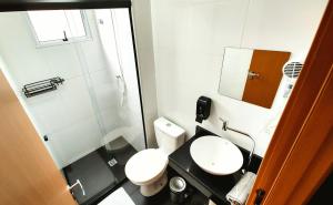 大坎普Apto Executivo Ravena的一间带卫生间和水槽的小浴室