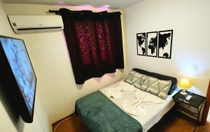 大坎普Apto Executivo Ravena的一间卧室配有一张床和一台平面电视
