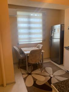 巴库Dream Home的一间带桌子和冰箱的小厨房