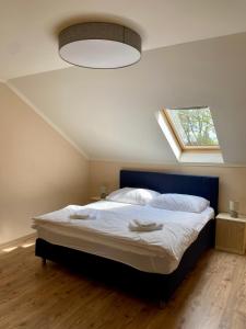 布克福尔多Home Sweet Apartment XL的一间卧室设有一张大床和大窗户