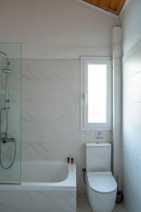 达拉索Villa Meltemi的一间带卫生间和浴缸的浴室