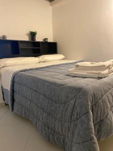 滨海波利尼亚诺Casa Margherita Stefy - locazione turistica的床上有蓝色毯子