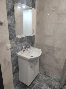 多布里奇Апартамент Памела ВИП гр. Добрич的浴室设有白色水槽和镜子