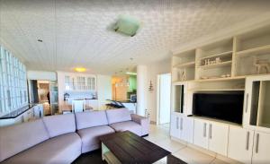 马盖特Santorini Unit RR的带沙发和电视的客厅