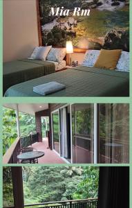 杜马格特Pulangbato Falls Mountain Resort的两张照片 - 带两张床和一个阳台