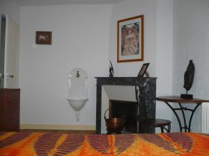 Bennecourt本尼科特勒阿弗尔德酒店的客厅设有壁炉和壁炉。