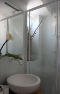 康加德马里尼Il Fiordo的浴室配有白色水槽和淋浴。