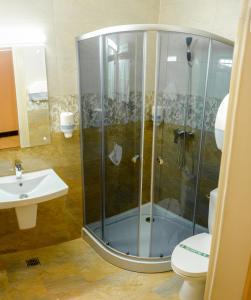 布勒伊拉Little Orient的带淋浴、卫生间和盥洗盆的浴室
