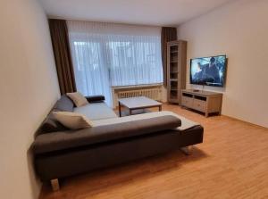 卡尔斯特Viktoria's Wohnung in Kaarst的带沙发和平面电视的客厅