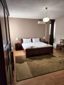 波格拉德茨Guesthouse Bimbli的一间卧室配有一张大床和地毯。