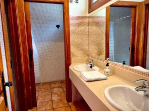 费莱乔萨Apartamentos Turísticos Cuirgu的浴室设有2个水槽和镜子