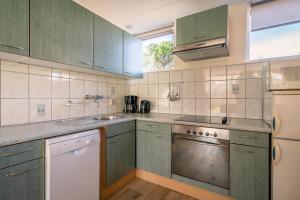 登堡Parel 164的厨房配有绿色橱柜和水槽