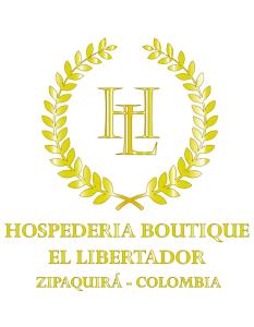 锡帕基拉Hotel Boutique El Libertador的月桂花花环的标志,带有字母h