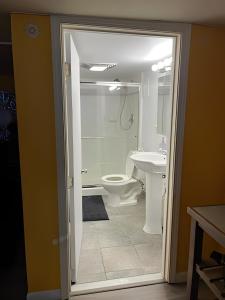 西雅图翡翠城宝石度假屋：商业和旅游的一间带卫生间和水槽的浴室