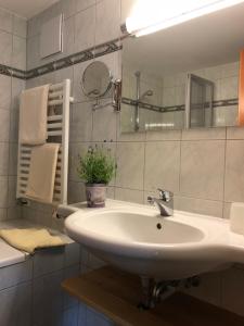 法伊施特瑙波滕沃特旅馆的白色的浴室设有水槽和镜子