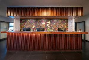 美因河畔法兰克福法兰克福卡尔特酒店的餐厅里酒吧的五彩缤纷的墙壁