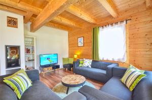滨湖采尔Chalet Seven - by Alpen Apartments的带沙发和电视的客厅