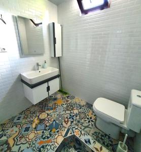 NikortsmindaCottage in Racha Mero的一间带水槽和卫生间的浴室