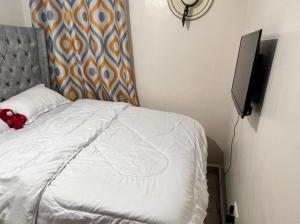 RuiruB’s homely的一间卧室配有一张床和一台平面电视