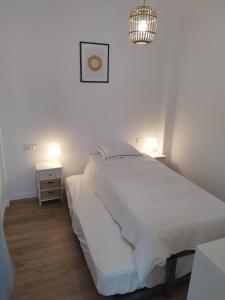 大加那利岛拉斯帕尔马斯HJS Guest House - The Comfy Retreat的一张白色的床,房间有两个床头柜