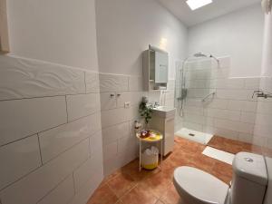 Los LlanillosGeko Hotels的白色的浴室设有卫生间和水槽。