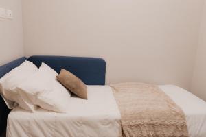 佩鲁贾Exclusive Apartment in Piazza Italia in Perugia的一张带白色床单和枕头的床