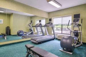 派恩赫斯特派胡斯特松林南万豪春季山丘酒店的一间健身房,里面配有几台跑步机