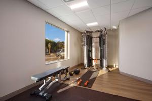 德斯坦西格桑德贝斯特韦斯特酒店的一间设有健身房的房间,配有长凳和举重设施