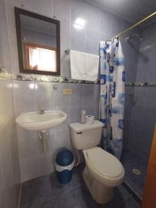 NorcasiaCasa Hostal M&M的一间带卫生间和水槽的浴室