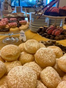 佩鲁贾佩鲁贾维加酒店的桌上的一大堆甜甜圈和其他糕点
