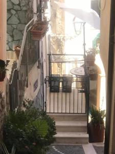 迪亚曼特Diamantina Kiss的带有门和一些盆栽植物的楼梯