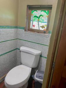 大玉米岛'Crows Nest' Studio Apt.的一间带白色卫生间的浴室和窗户。