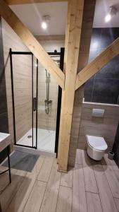 栋布鲁夫诺马祖拉契旅馆的带淋浴和卫生间的浴室。