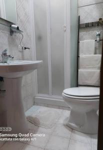 弗罗西诺内Delizioso appartamento Frosinone centro storico的白色的浴室设有卫生间和水槽。
