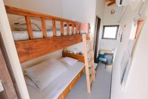 Sanmuセーナーニカントリーイン的一间带双层床和梯子的小卧室