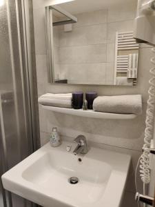 皮斯波尔特Alt Reinsport的浴室配有盥洗盆、镜子和毛巾