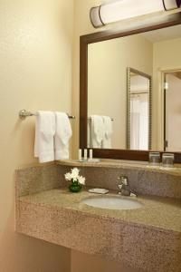 梅德福梅德福万豪春季山丘套房酒店的一间带水槽和镜子的浴室