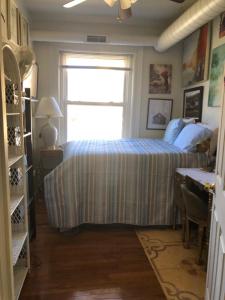 匹兹堡Highland Park Pittsburgh的一间卧室配有一张带窗户的床和一张书桌