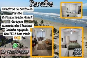 佩鲁伊比Apezinho da Soltony em Peruibe的海滩上房子的传单