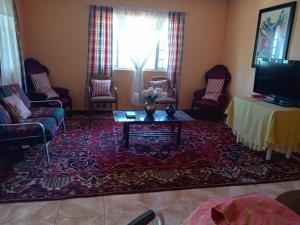 安东尼奥港Twin Court Retreat的客厅配有椅子、桌子和电视