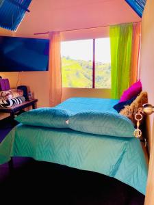 马尼萨莱斯El eden的一间卧室配有一张带窗户的床