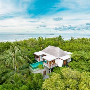 翡诺岛Amilla Maldives的森林别墅的空中景观
