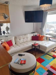 Marina Flat Homestay Guest Has Own Double Room Sharing Flat with Host Beautiful Flat Balcony View Off-Street Parking and Wifi的休息区