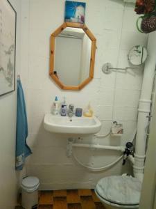 Evilard*Crystal Room: For you,friends, family or darling*的一间带水槽、卫生间和镜子的浴室