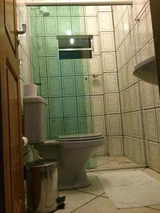南克鲁兹罗SWAMY HOTEL ANEXO I的一间带卫生间的浴室和绿色瓷砖墙