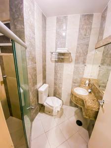 阿拉皮拉卡Hotel Pequeno Principe的一间带卫生间和水槽的浴室