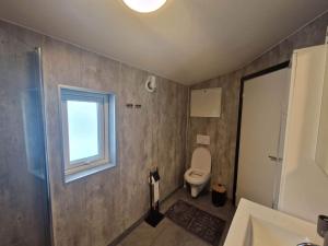 特罗姆瑟Northern living 1 room with shared bathroom的一间带卫生间和窗户的浴室