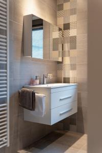 阿纲尔赫姆Vakantiewoning De Bles的浴室设有白色水槽和镜子
