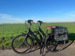 Zuidermeerde Zuiderstolp的停在田野旁的路上的自行车