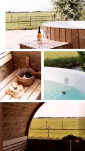 Zuidermeerde Zuiderstolp的一张连在一起的热水浴缸图片和一瓶葡萄酒